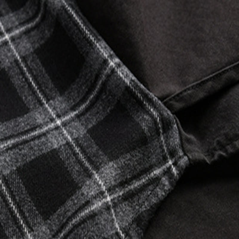 Nimara Ritual Spring Plaid Pattern Fake Two-piece Long Sleeve Men's Cotton Jacket With Pocket