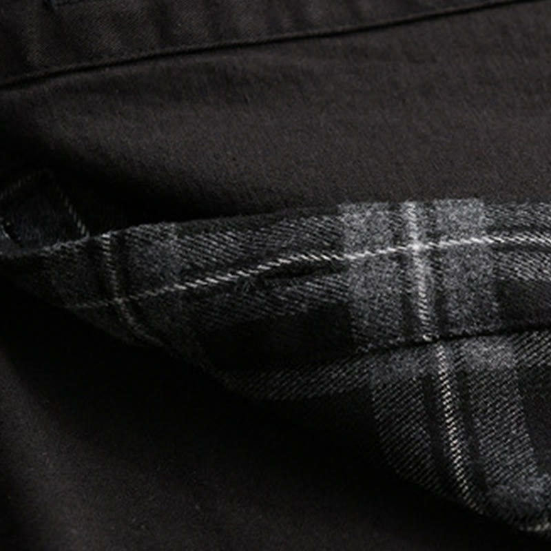 Nimara Ritual Spring Plaid Pattern Fake Two-piece Long Sleeve Men's Cotton Jacket With Pocket