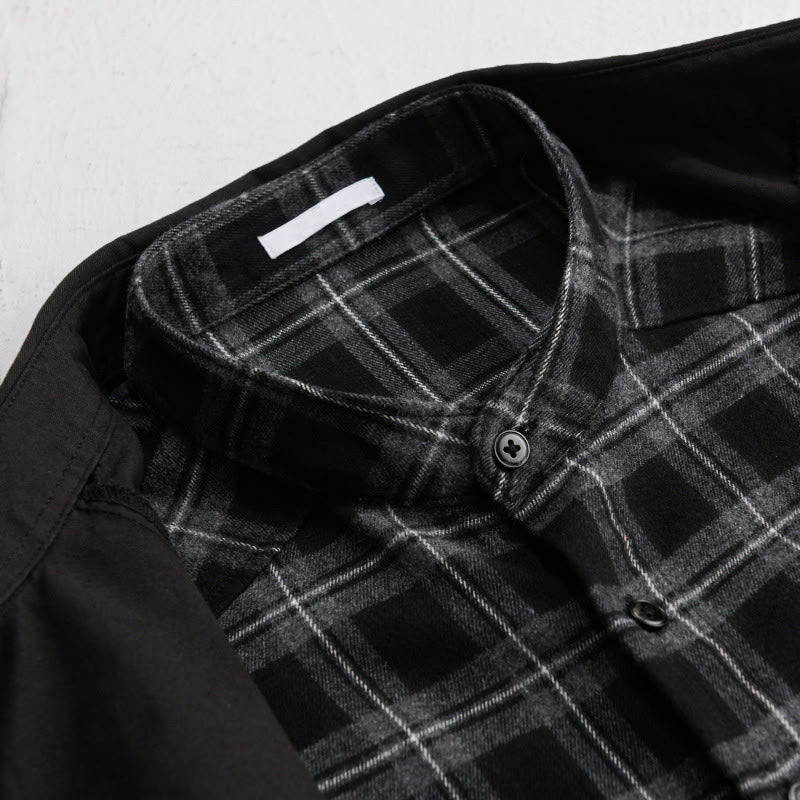 Nimara Ritual Spring Plaid Pattern Fake Two-piece Long Sleeve Men's Cotton Jacket With Pocket