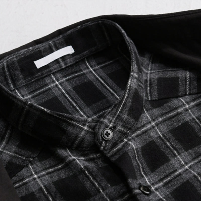 Nimara Ritual Spring Plaid Pattern Fake Two-piece Long Sleeve Men's Cotton Jacket With Pocket