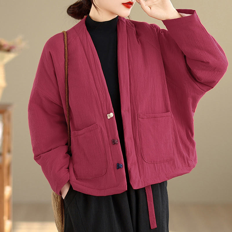 Nimara Ritual Winter Long Sleeve Cotton Women's Thermal Jacket With Pockets