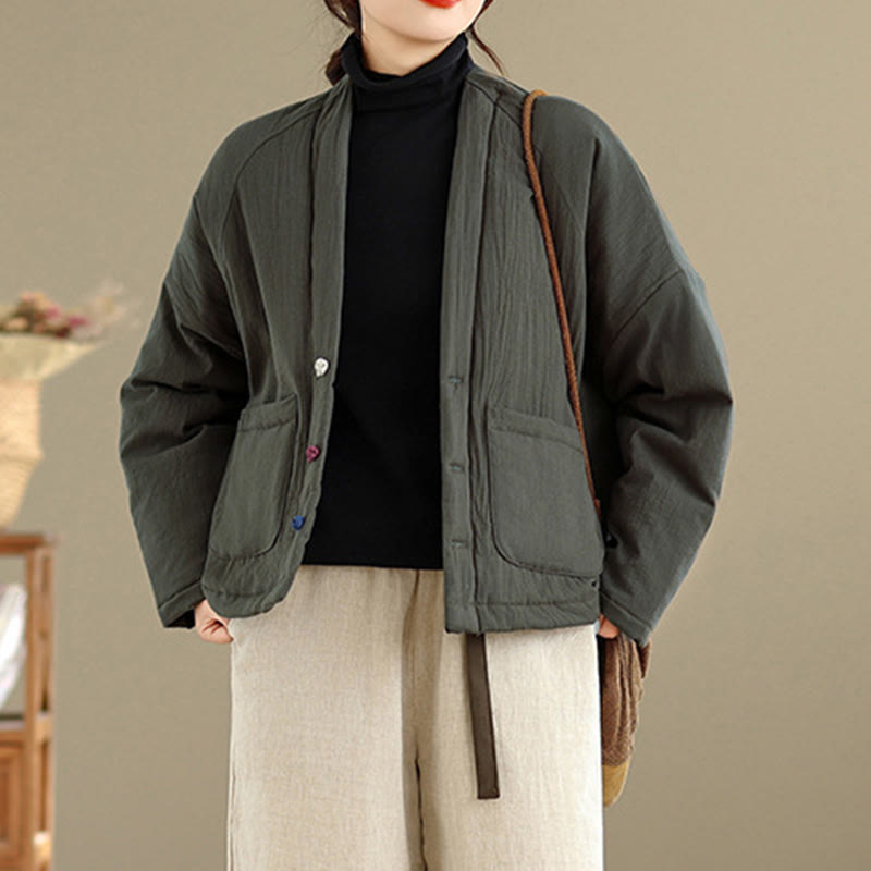 Nimara Ritual Winter Long Sleeve Cotton Women's Thermal Jacket With Pockets