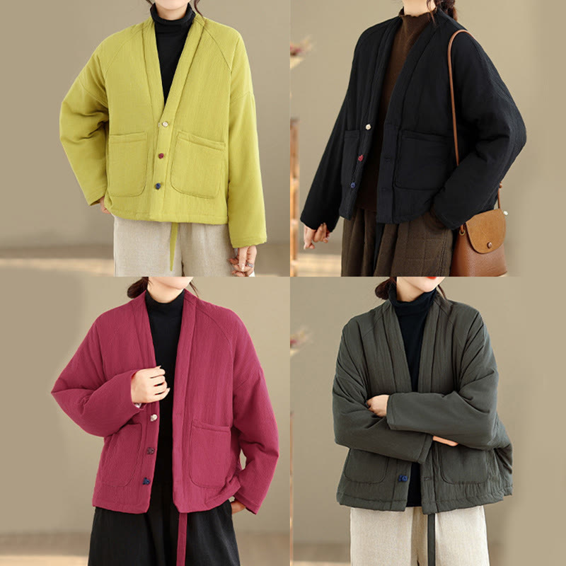 Nimara Ritual Winter Long Sleeve Cotton Women's Thermal Jacket With Pockets