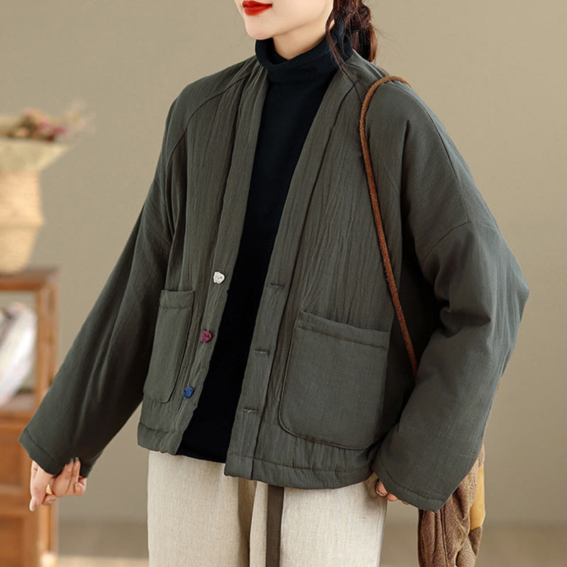 Nimara Ritual Winter Long Sleeve Cotton Women's Thermal Jacket With Pockets
