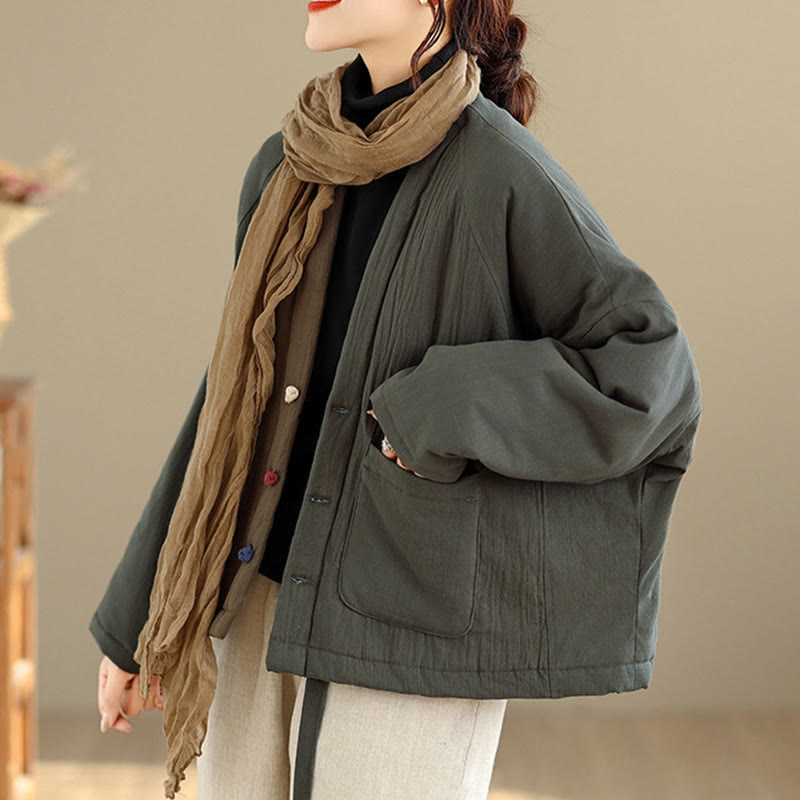 Nimara Ritual Winter Long Sleeve Cotton Women's Thermal Jacket With Pockets