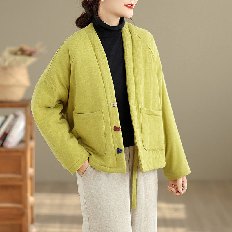 Nimara Ritual Winter Long Sleeve Cotton Women's Thermal Jacket With Pockets