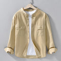 Nimara Ritual Crew Neck Solid Color Men's Long Sleeve Cotton Thickened Jacket With Pockets