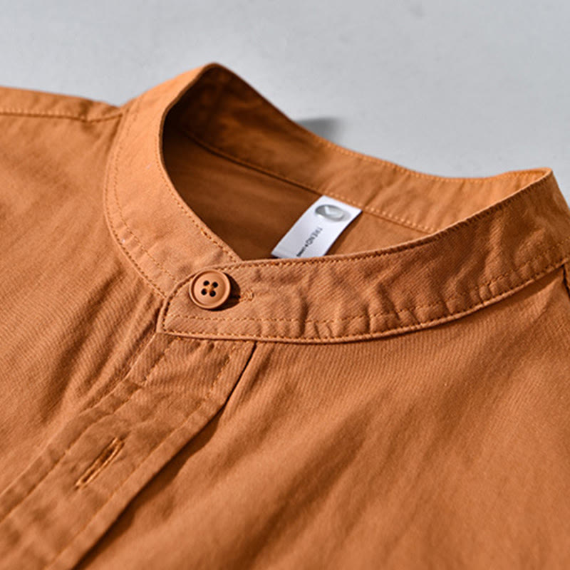 Nimara Ritual Crew Neck Solid Color Men's Long Sleeve Cotton Thickened Jacket With Pockets