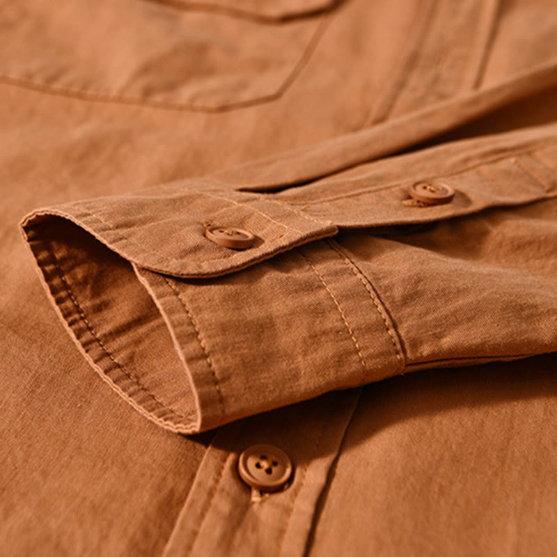 Nimara Ritual Crew Neck Solid Color Men's Long Sleeve Cotton Thickened Jacket With Pockets