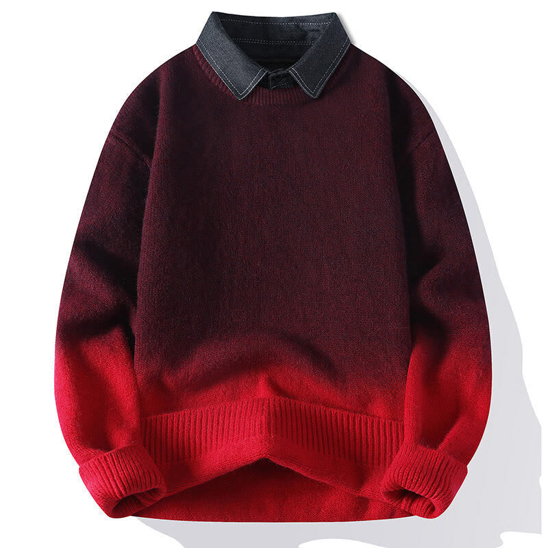 Nimara Ritual Winter Stand Collar Gradient Color Design Warm Men's Long Sleeve Knitted Sweater