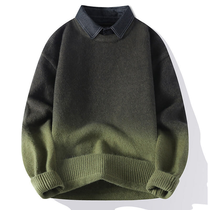 Nimara Ritual Winter Stand Collar Gradient Color Design Warm Men's Long Sleeve Knitted Sweater