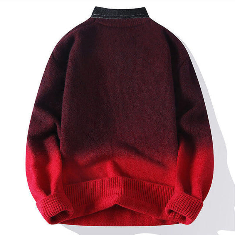 Nimara Ritual Winter Stand Collar Gradient Color Design Warm Men's Long Sleeve Knitted Sweater