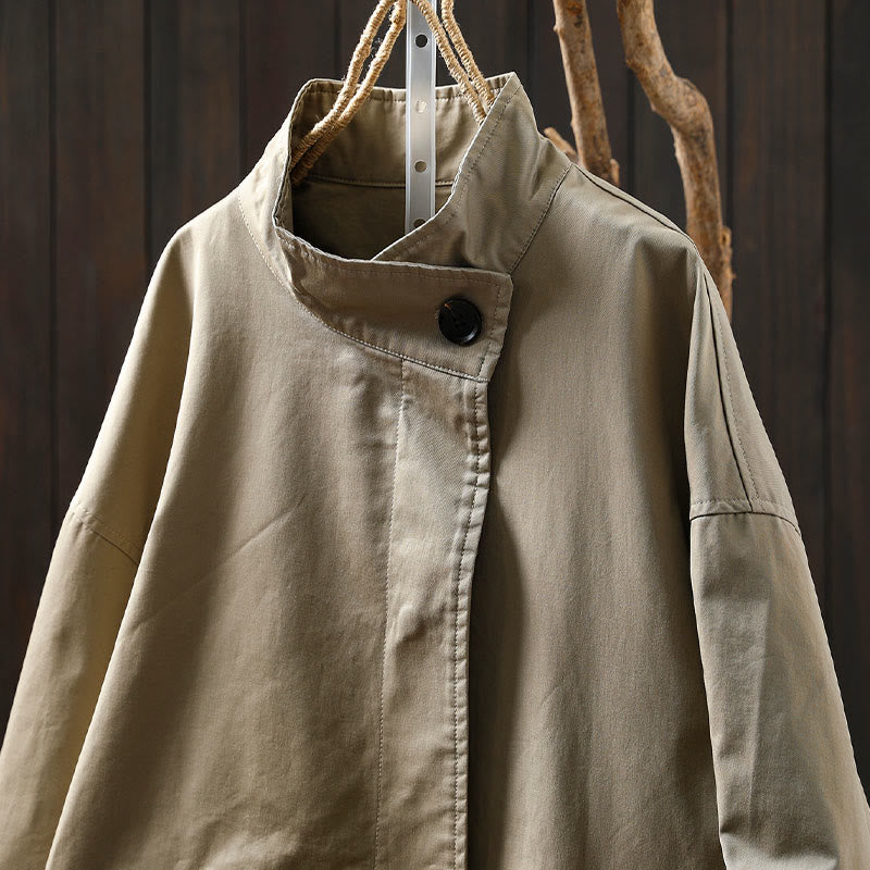 Nimara Ritual Fall Buttons Long Sleeve Mid-length Cotton Women's Jacket With Pockets
