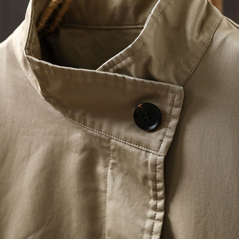 Nimara Ritual Fall Buttons Long Sleeve Mid-length Cotton Women's Jacket With Pockets