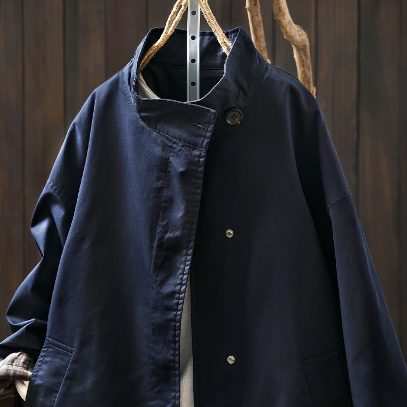 Nimara Ritual Fall Buttons Long Sleeve Mid-length Cotton Women's Jacket With Pockets