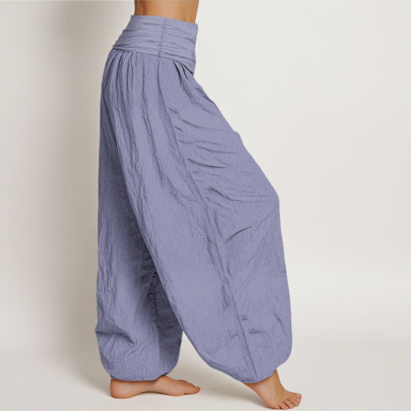 Nimara Ritual Cotton MediumPurple Solid Color Women's Elastic Waist Harem Pants