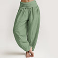 Nimara Ritual Cotton Green Solid Color Women's Elastic Waist Harem Pants