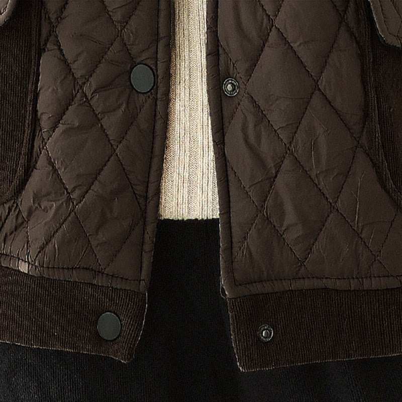 Nimara Ritual Diamond Pattern Women's Long Sleeve Thickened Jacket With Pockets