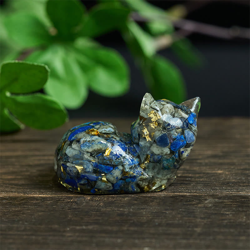 Nimara Ritual Crystal Chip Epoxy Resin Small Cat Positive Decoration
