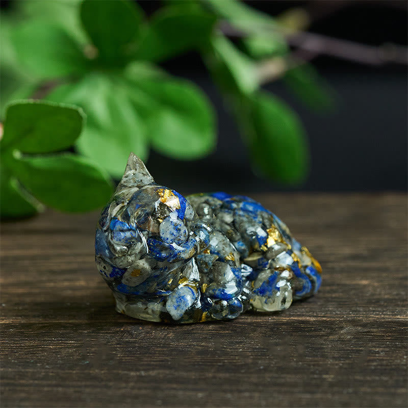 Nimara Ritual Crystal Chip Epoxy Resin Small Cat Positive Decoration