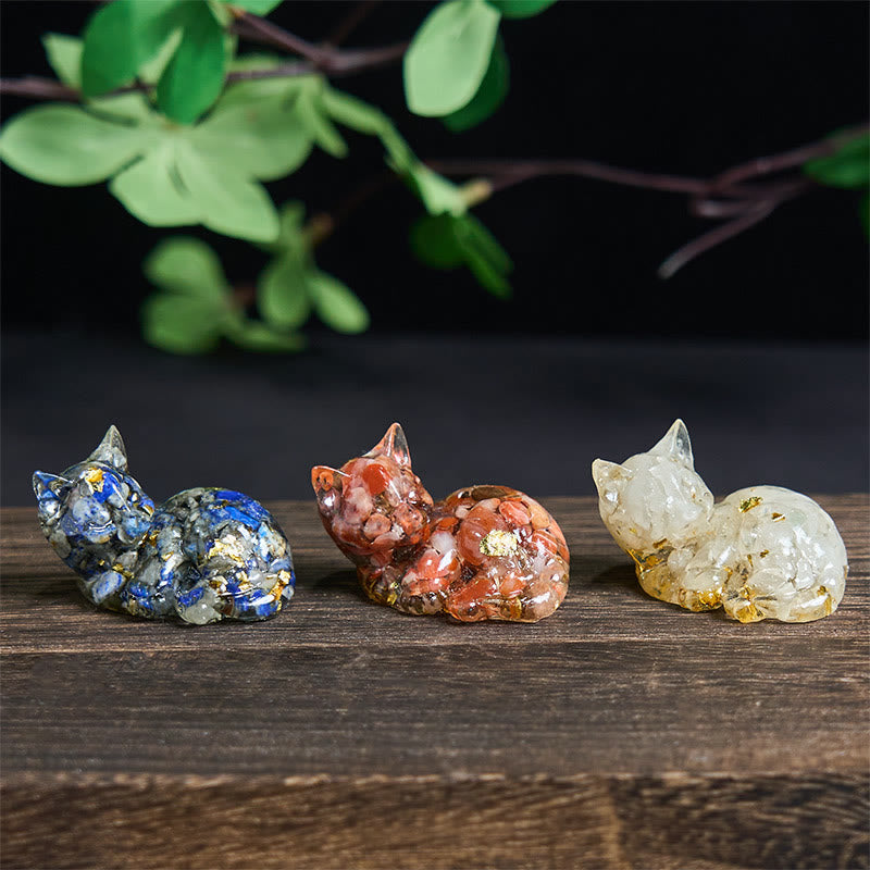 Nimara Ritual Crystal Chip Epoxy Resin Small Cat Positive Decoration