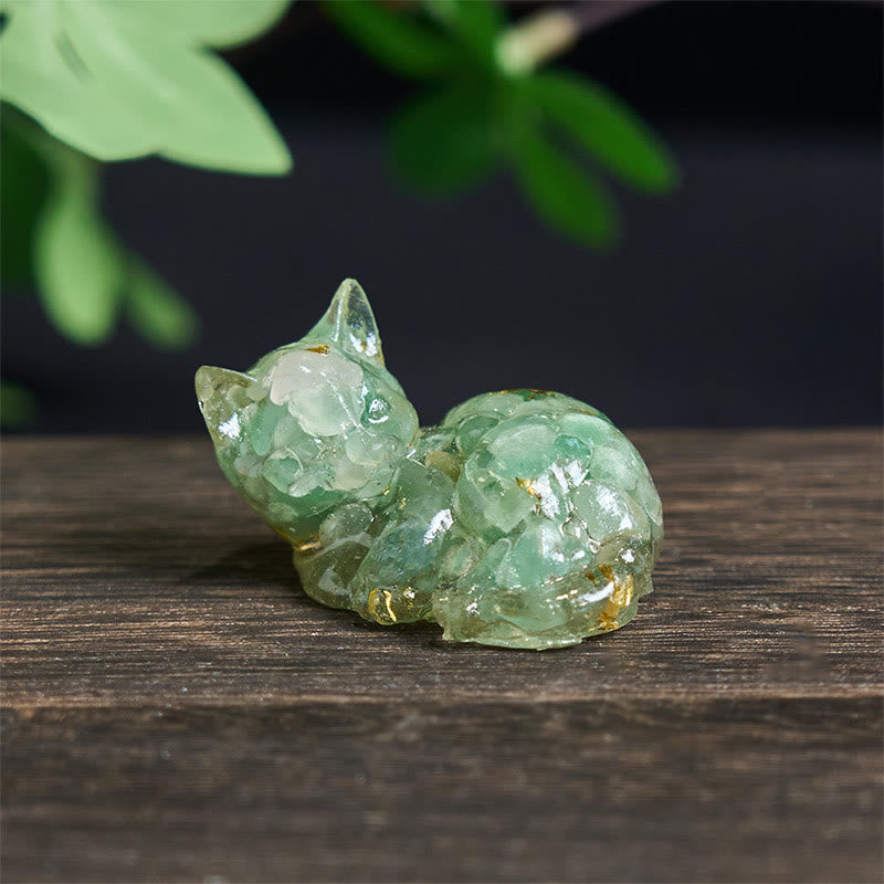 Nimara Ritual Crystal Chip Epoxy Resin Small Cat Positive Decoration