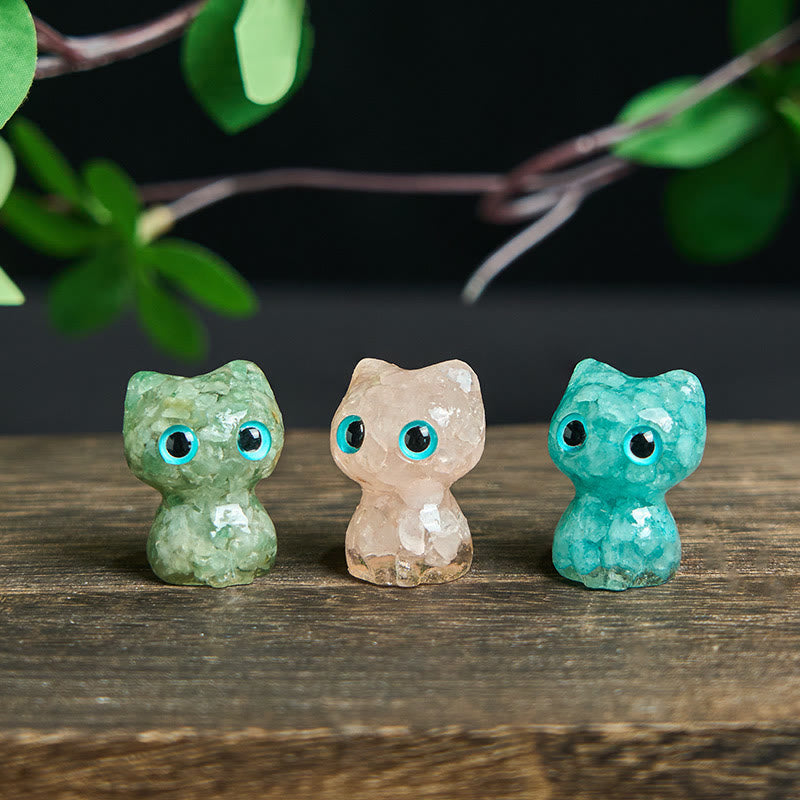 Nimara Ritual Crystal Drip Resin Small Cat Purification Decoration Statue
