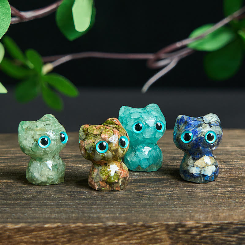 Nimara Ritual Crystal Drip Resin Small Cat Purification Decoration Statue