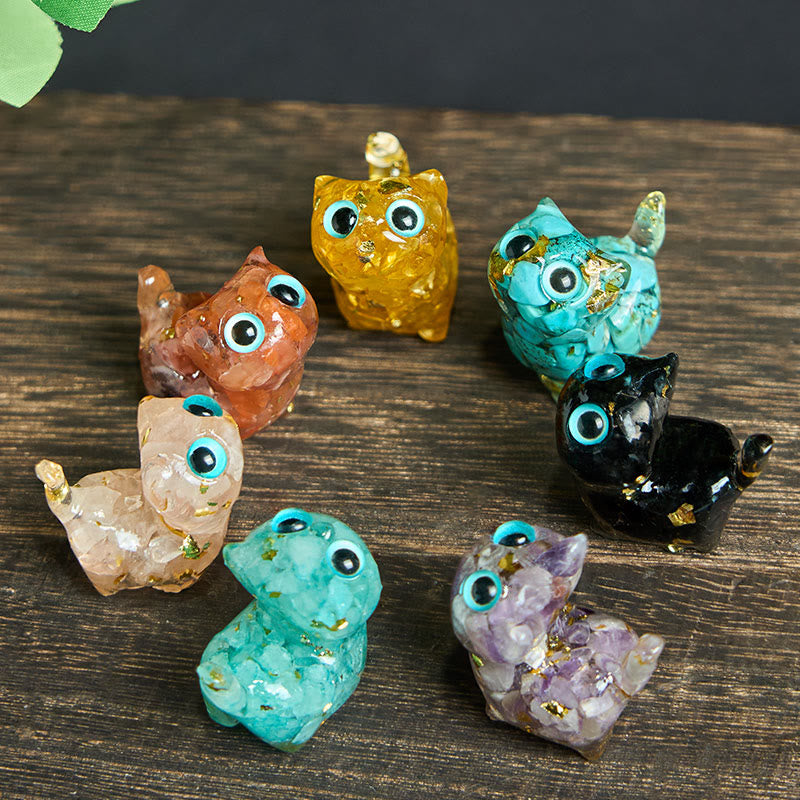 Nimara Ritual Crystal Drip Resin Small Cat Serenity Fulfilment Decoration Statue