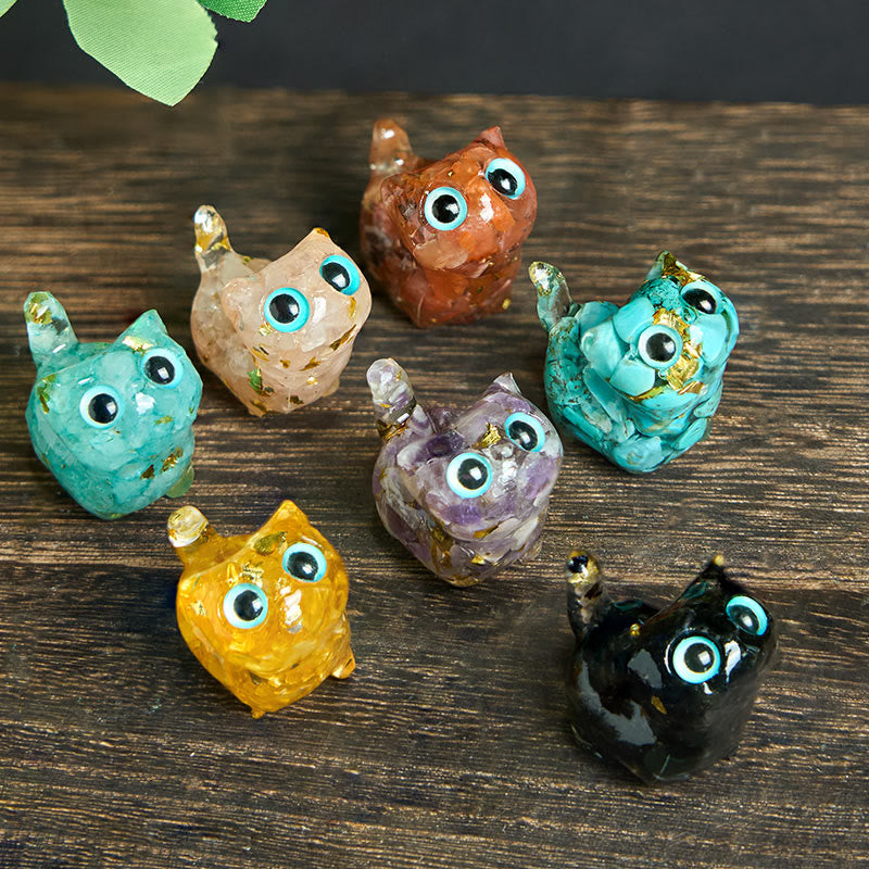 Nimara Ritual Crystal Drip Resin Small Cat Serenity Fulfilment Decoration Statue