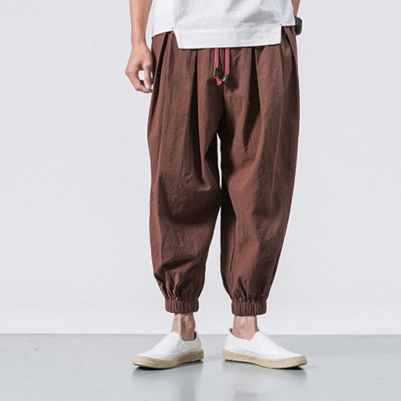 Nimara Ritual Casual Sports Men's Solid Color Cotton Drawstring Pants With Pockets