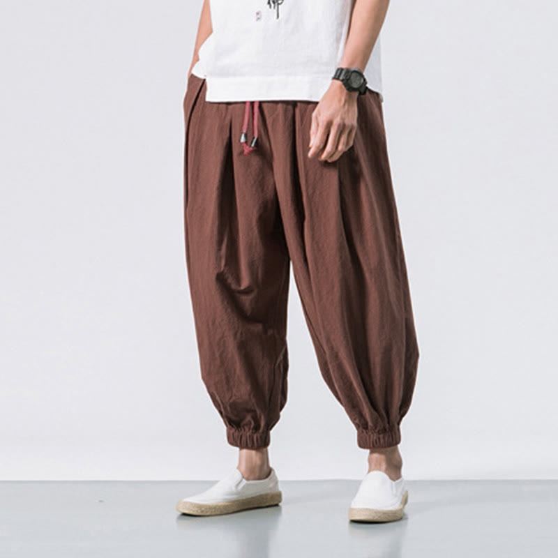 Nimara Ritual Casual Sports Men's Solid Color Cotton Drawstring Pants With Pockets