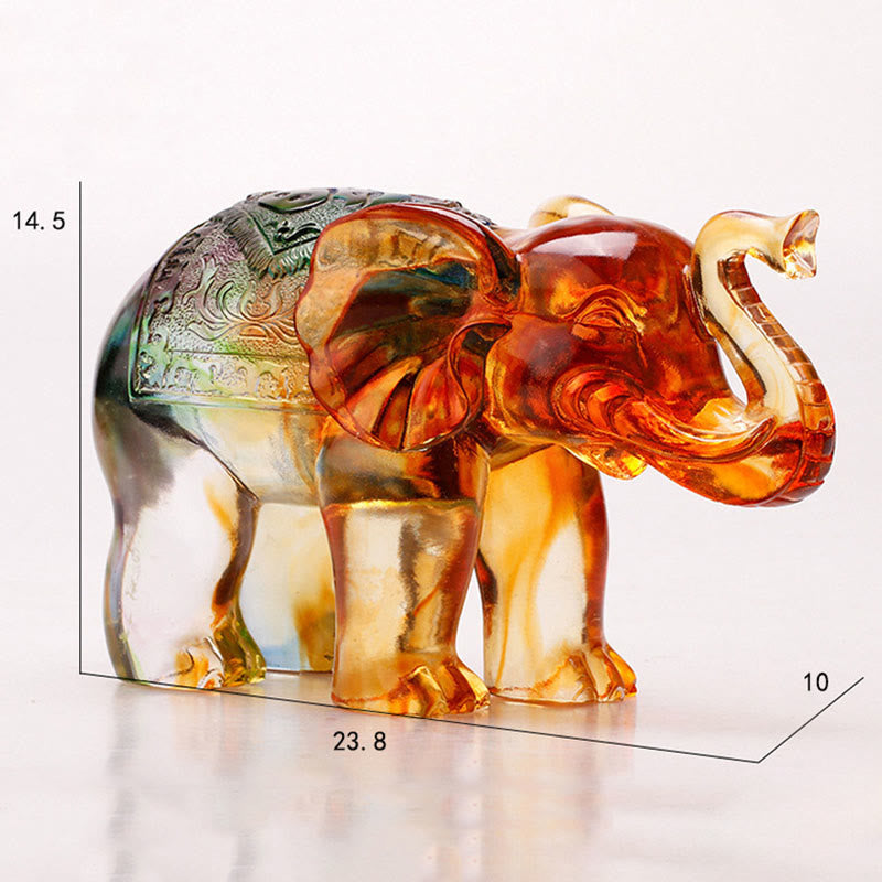 Nimara Ritual Handmade Liuli Crystal Elephant Art Piece Wisdom Wealth Home Decoration