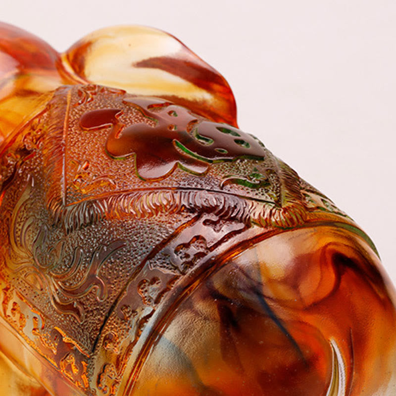 Nimara Ritual Handmade Liuli Crystal Elephant Art Piece Wisdom Wealth Home Decoration