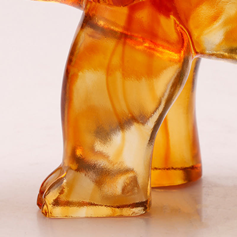 Nimara Ritual Handmade Liuli Crystal Elephant Art Piece Wisdom Wealth Home Decoration