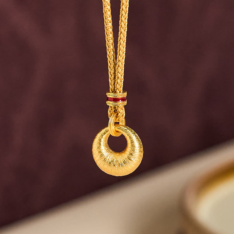 Nimara Ritual 24k Gold Plated Copper Peace Buckle Texture Wealth Necklace Pendant