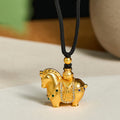 Nimara Ritual Year Of The Horse 24k Gold Plated Brass Rope Cord Necklace Pendant