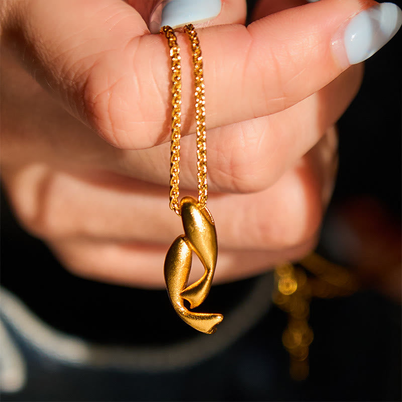 Prosperity and Wealth Double Koi Fish 24k Gold Plated Brass Chain Necklace Pendant