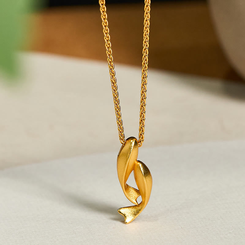 Nimara Ritual Double Koi Fish 24k Gold Plated Brass Chain Wealth Necklace Pendant