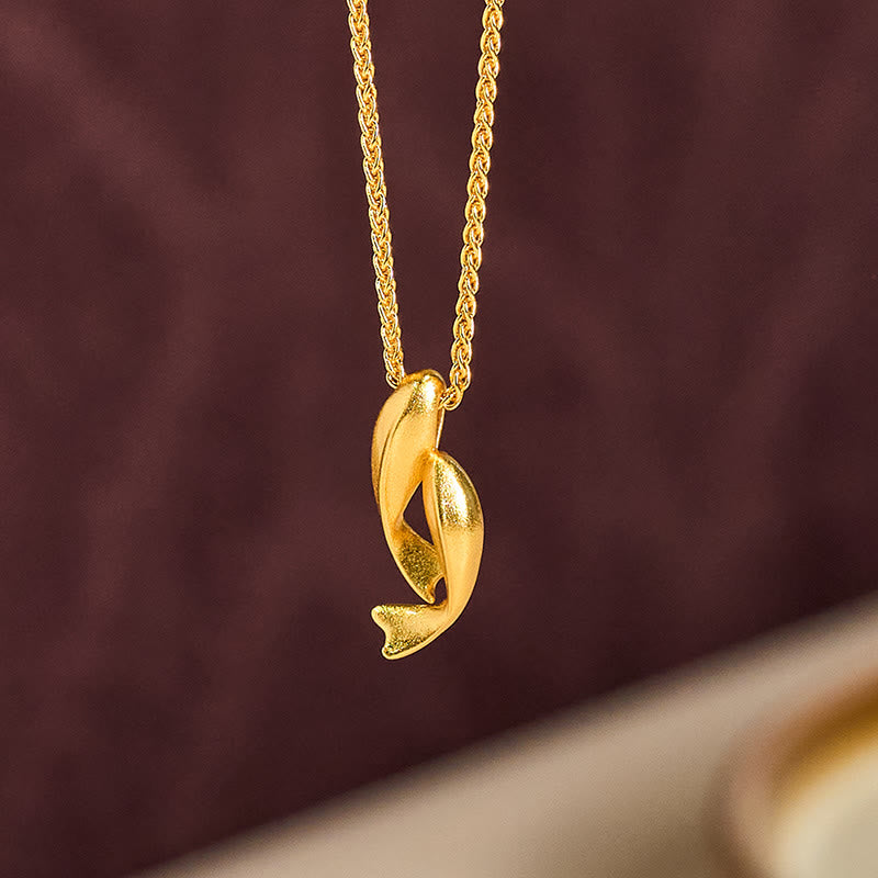 Nimara Ritual Double Koi Fish 24k Gold Plated Brass Chain Wealth Necklace Pendant