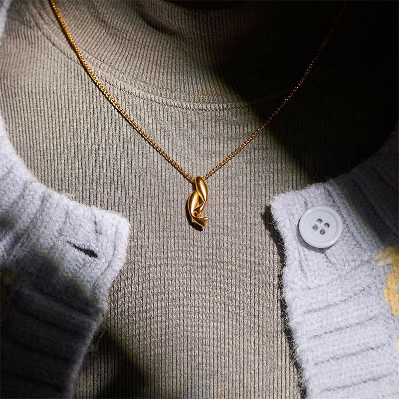 Nimara Ritual Double Koi Fish 24k Gold Plated Brass Chain Wealth Necklace Pendant