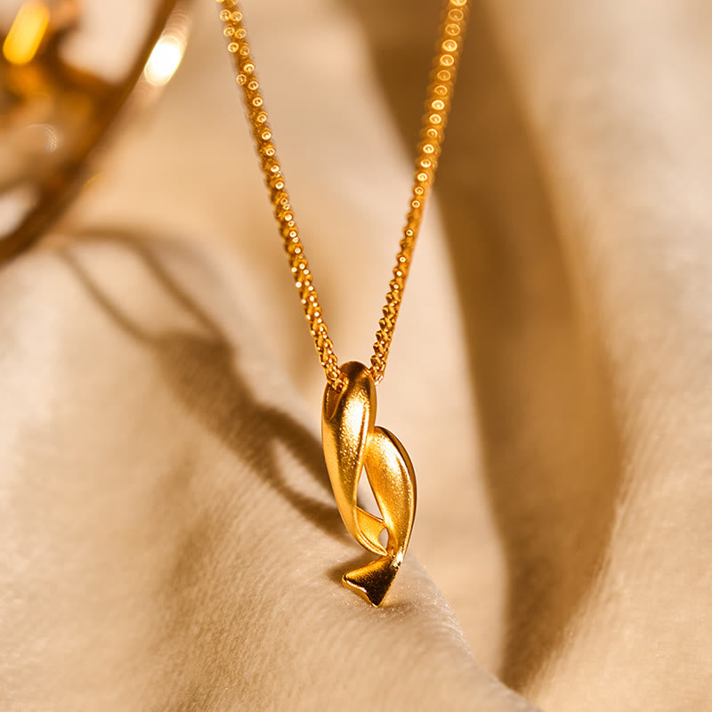 Nimara Ritual Double Koi Fish 24k Gold Plated Brass Chain Wealth Necklace Pendant