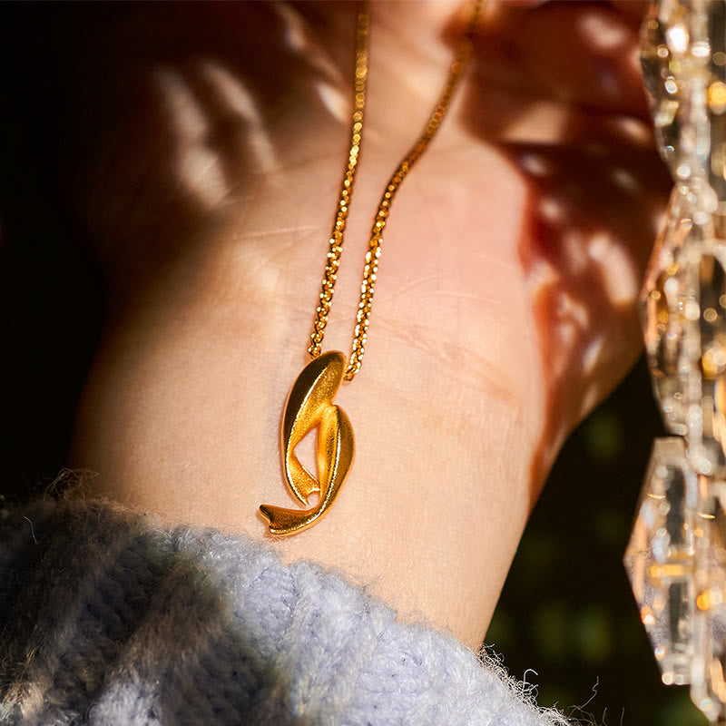 Prosperity and Wealth Double Koi Fish 24k Gold Plated Brass Chain Necklace Pendant