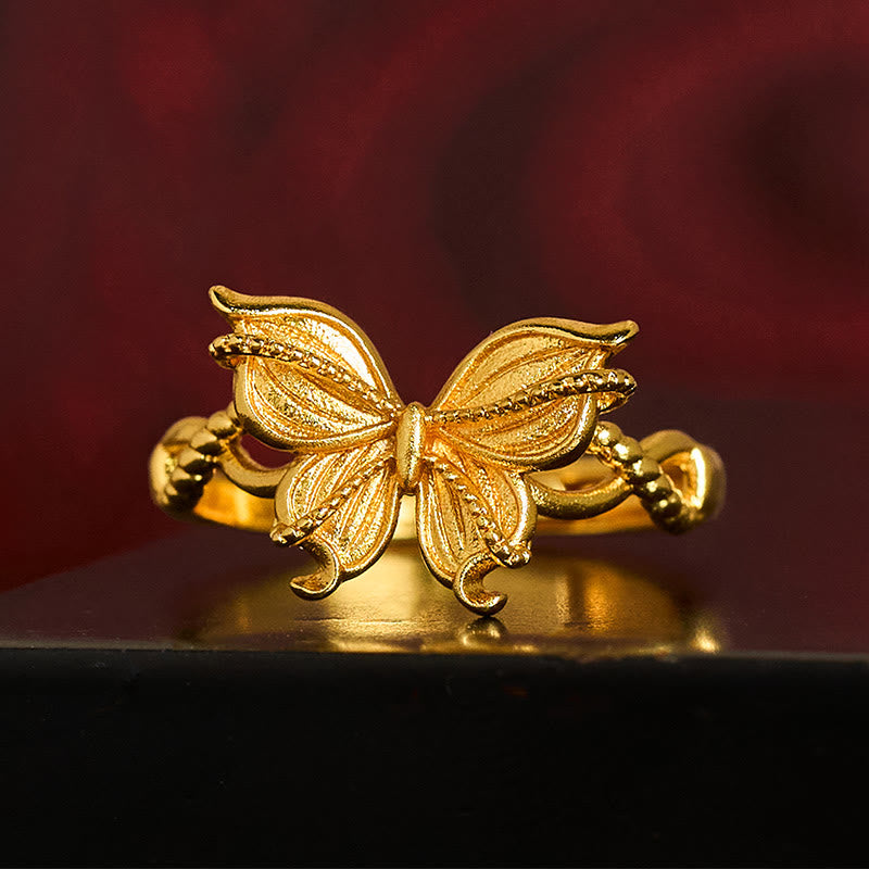 Nimara Ritual 24k Gold Plated Brass Butterfly Symbol Adjustable Love Ring