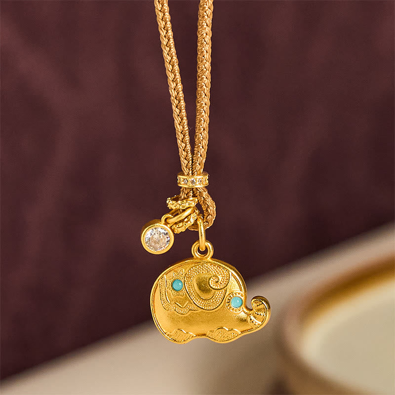 Nimara Ritual "May Strength Be With You" 24k Gold Plated Brass Elephant Necklace Includes Gift Message Card