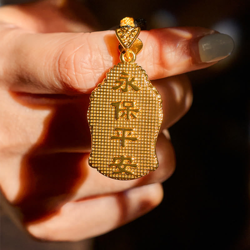Nimara Ritual 24k Gold Plated Brass Buddha Symbol Braided Cord Serenity Necklace Pendant