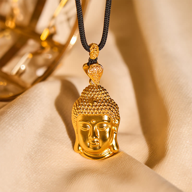 Nimara Ritual 24k Gold Plated Brass Buddha Symbol Braided Cord Serenity Necklace Pendant