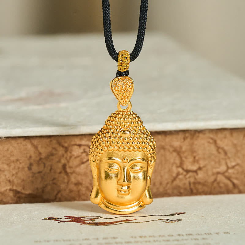 Nimara Ritual 24k Gold Plated Brass Buddha Symbol Braided Cord Serenity Necklace Pendant