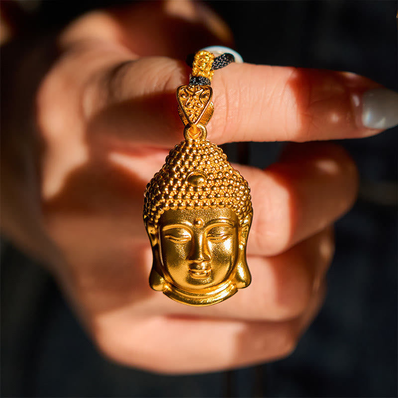 Nimara Ritual 24k Gold Plated Brass Buddha Symbol Braided Cord Serenity Necklace Pendant