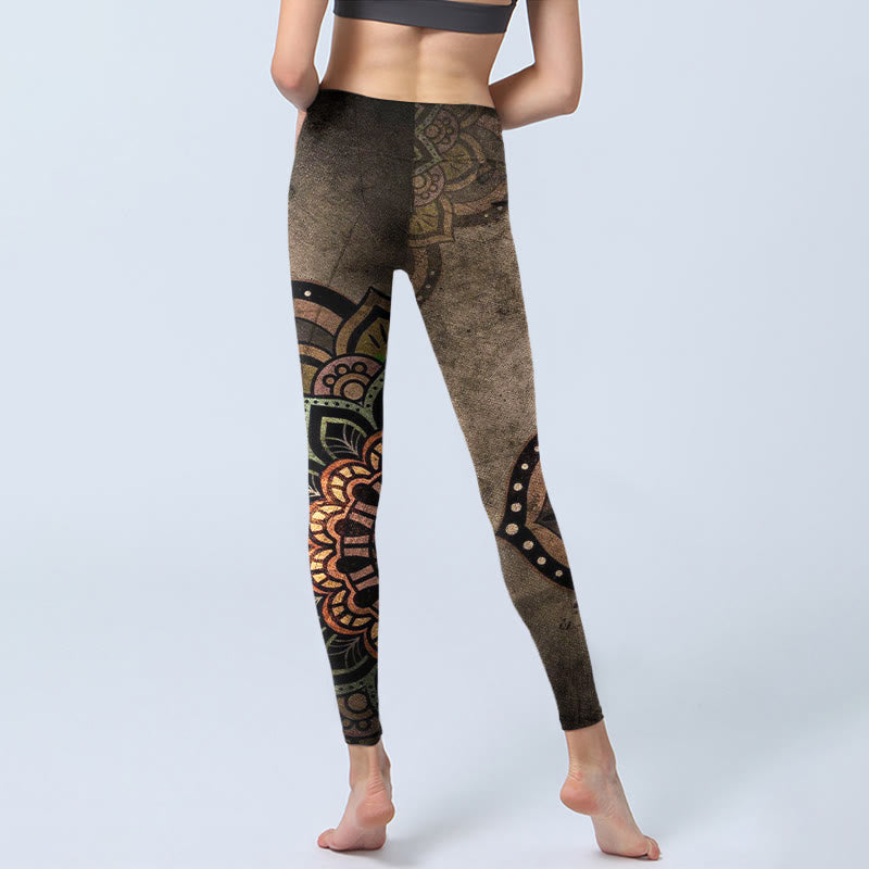 Nimara Ritual Mandala Print Design Gym Leggings Women's Yoga Pants